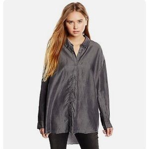 NEW Cheap Monday Free Shirt Button Up in Lord Black Chambray